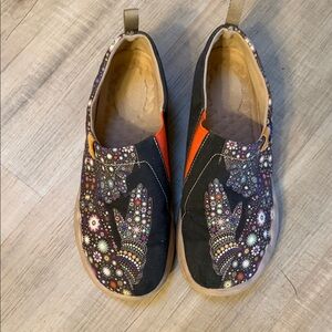 UIN Black and Orange Embellished Sneakers